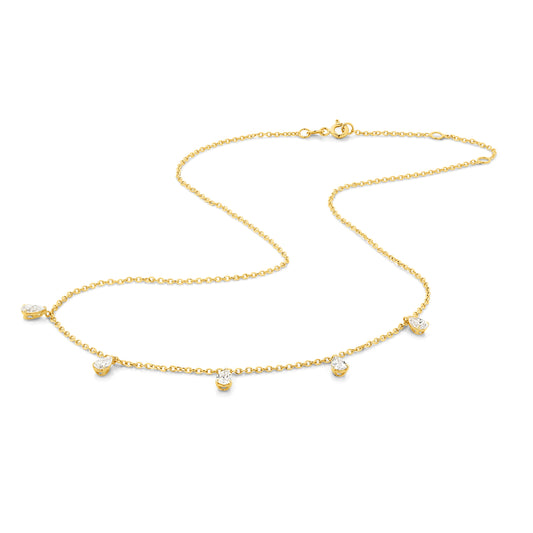 1.4ct Hanging Pear Station Necklace Solid 18ct Yellow Gold Lab Grown Diamonds — top view