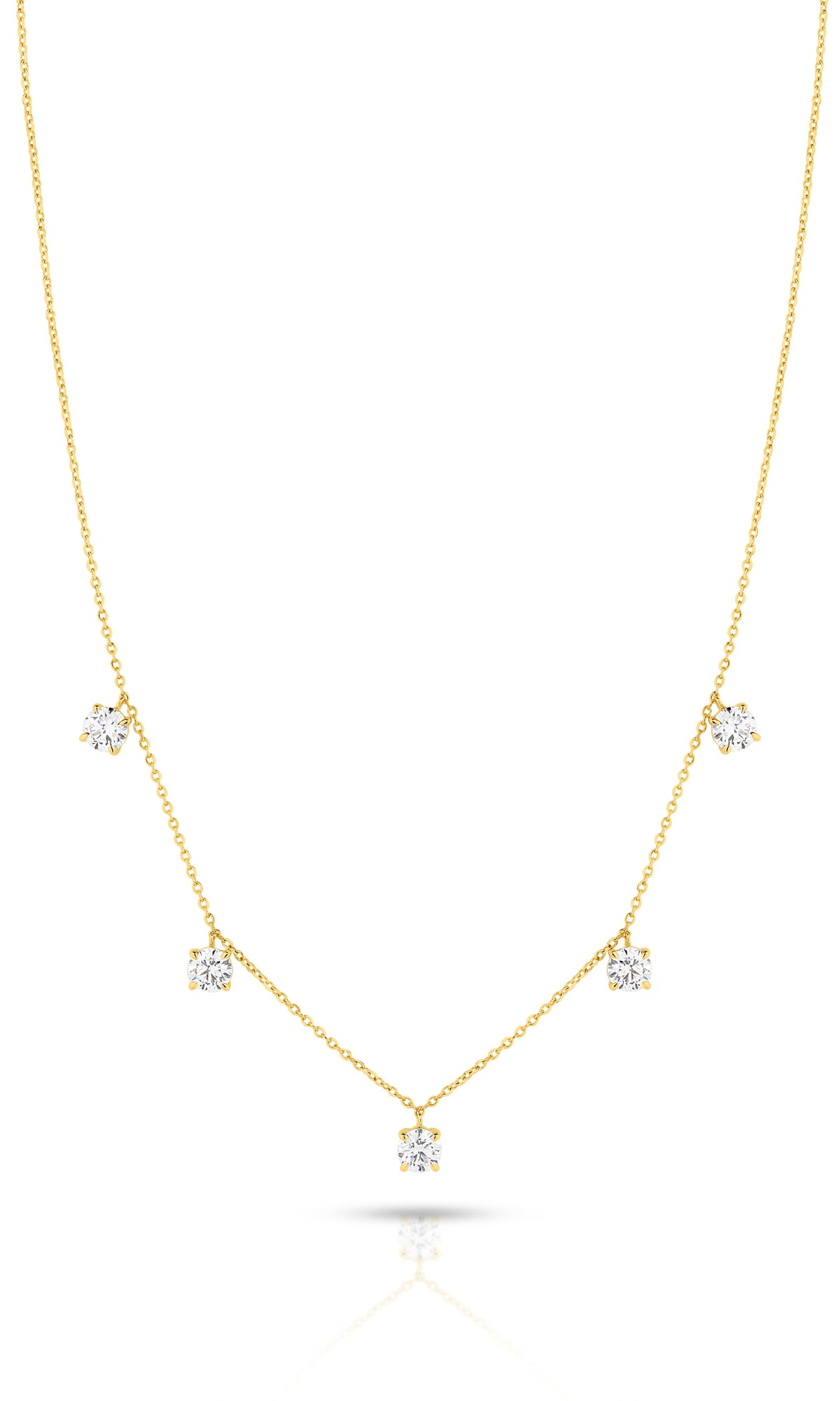1.5ct Hanging Round Station Necklace Solid 18ct Yellow Gold Lab Grown Diamonds — side view