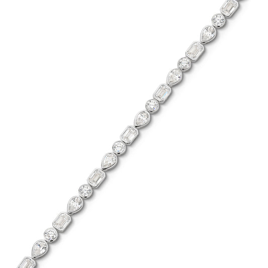 10.3ct Mixed Shape Bezel Tennis Bracelet Solid 9ct White Gold Lab Grown Diamonds — top view