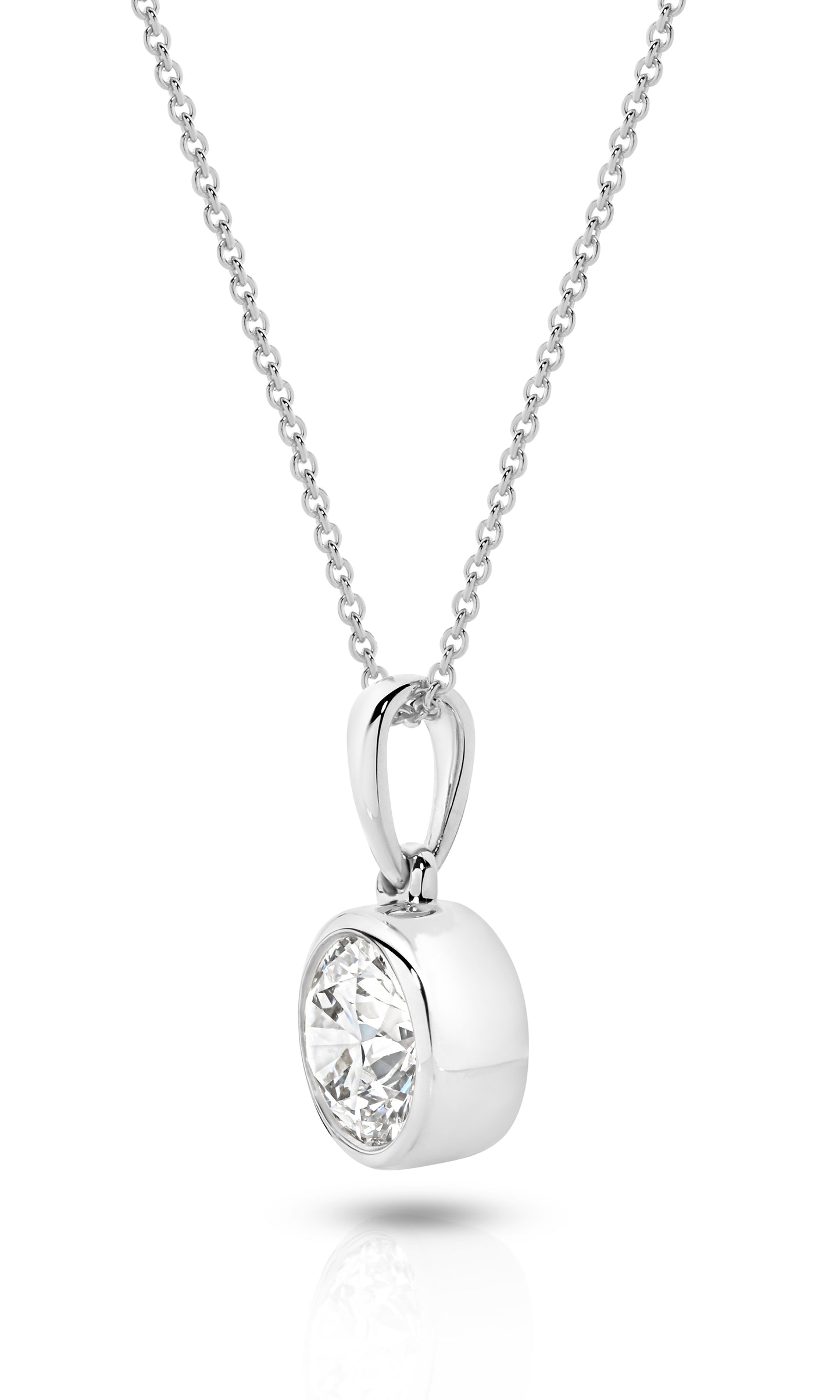 1ct Round Bezel Pendant Solid White Gold Lab Grown Diamonds — top view
