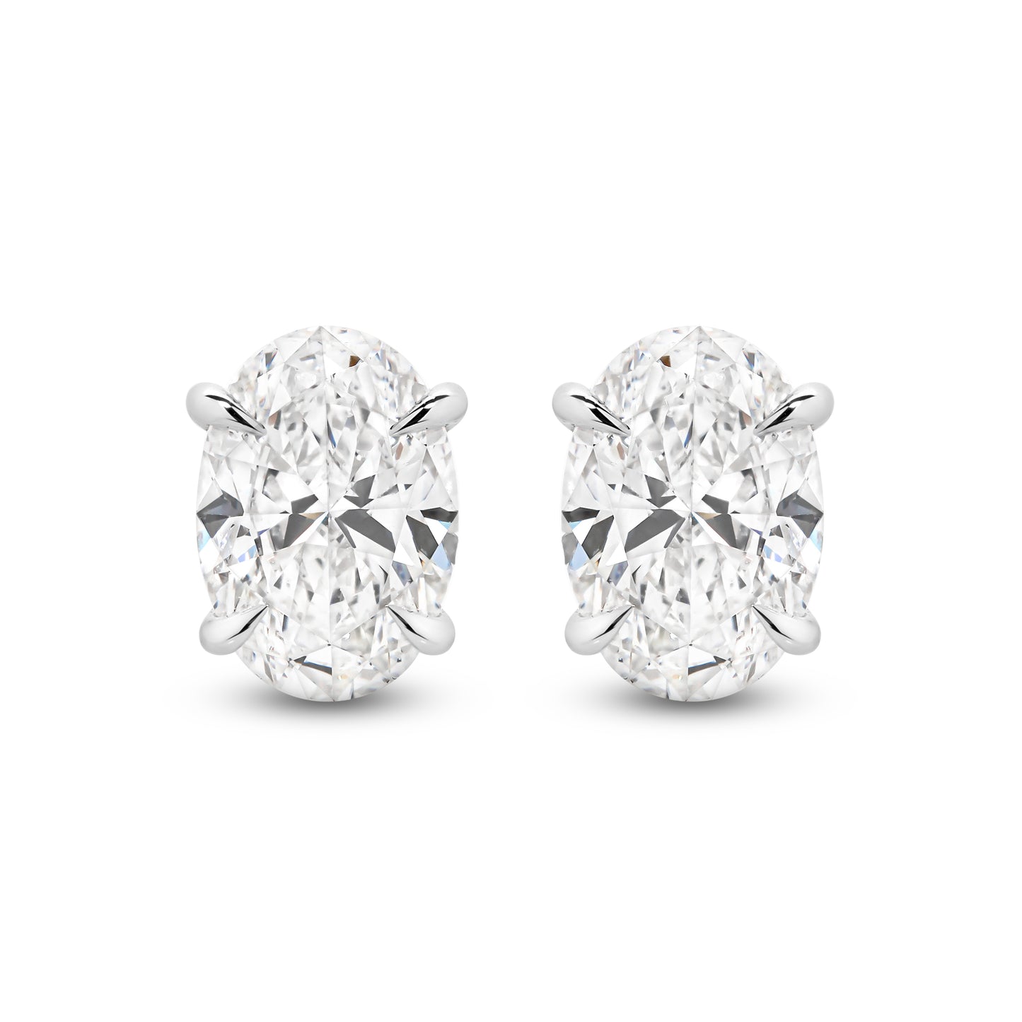 2.8ct Oval Stud Earrings Solid White Gold Lab Grown Diamonds — top view