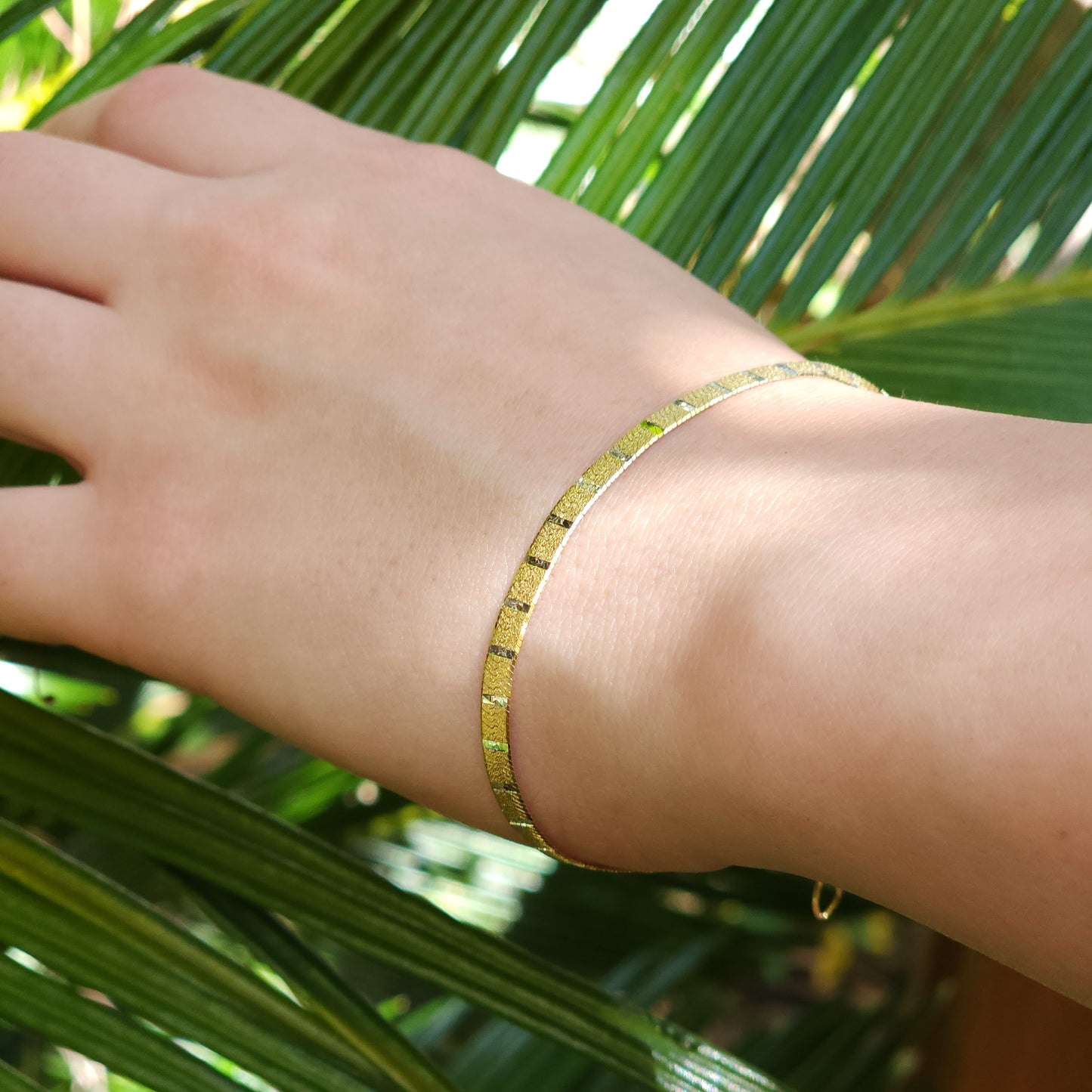 Herringbone Gold Plated Silver Bracelet