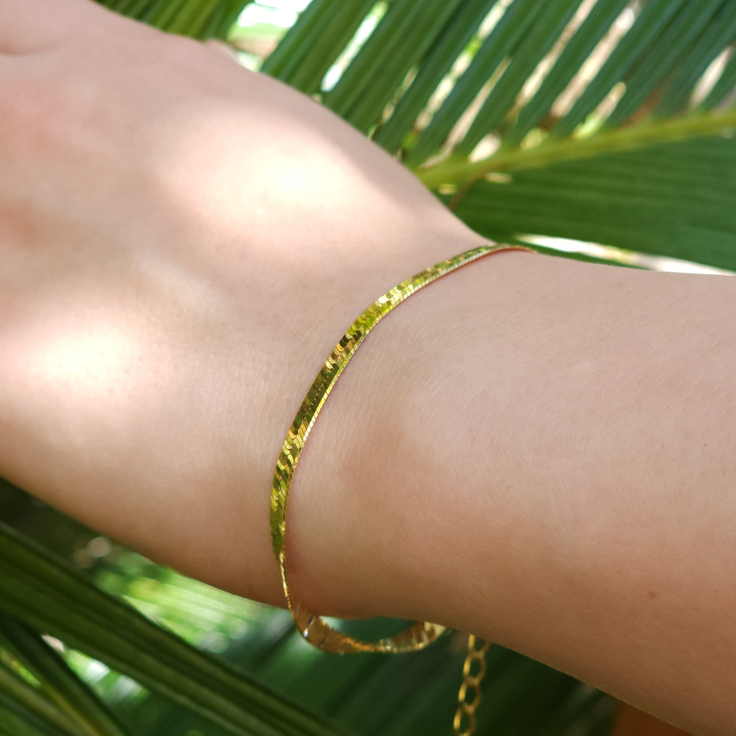 Herringbone Gold Plated Silver Bracelet