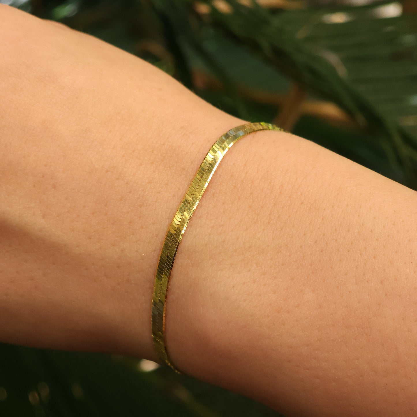 Herringbone Gold Plated Silver Bracelet