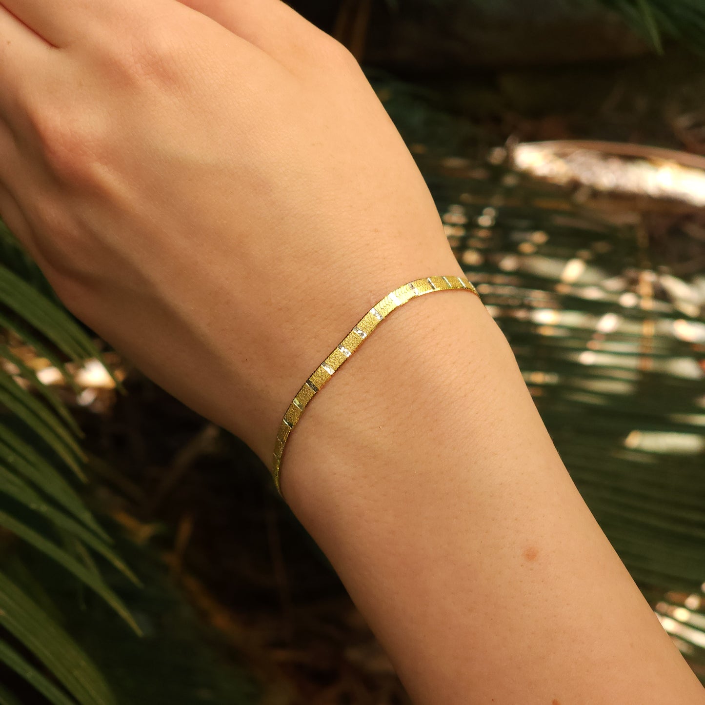 Herringbone Gold Plated Silver Bracelet