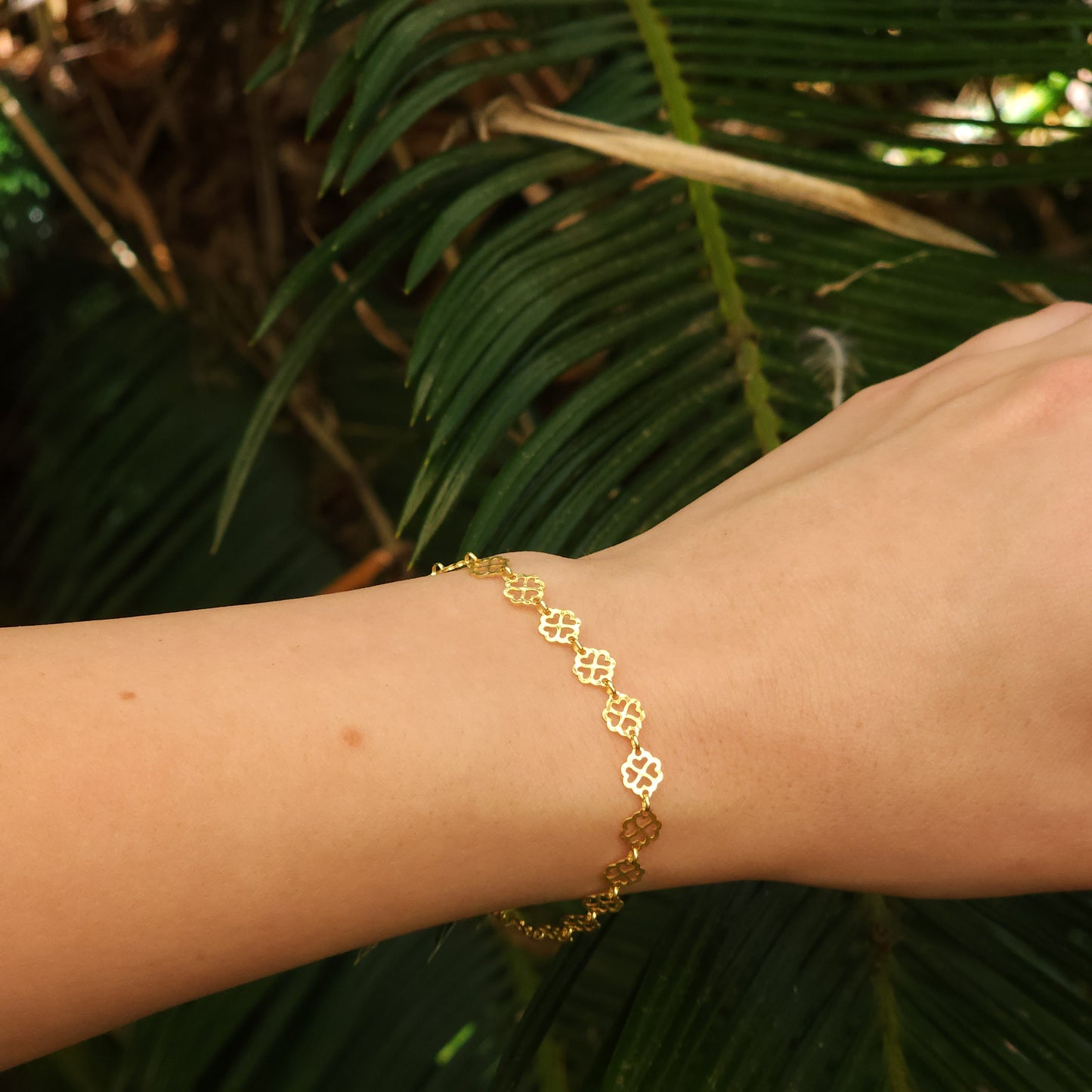 Gold Plated Clover Design Silver Bracelet