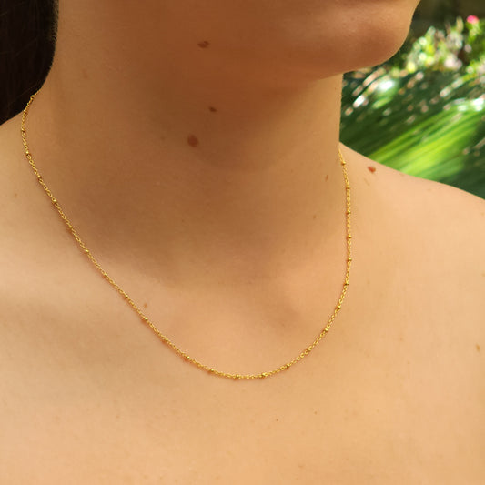 Yellow gold plated silver chain with small beads