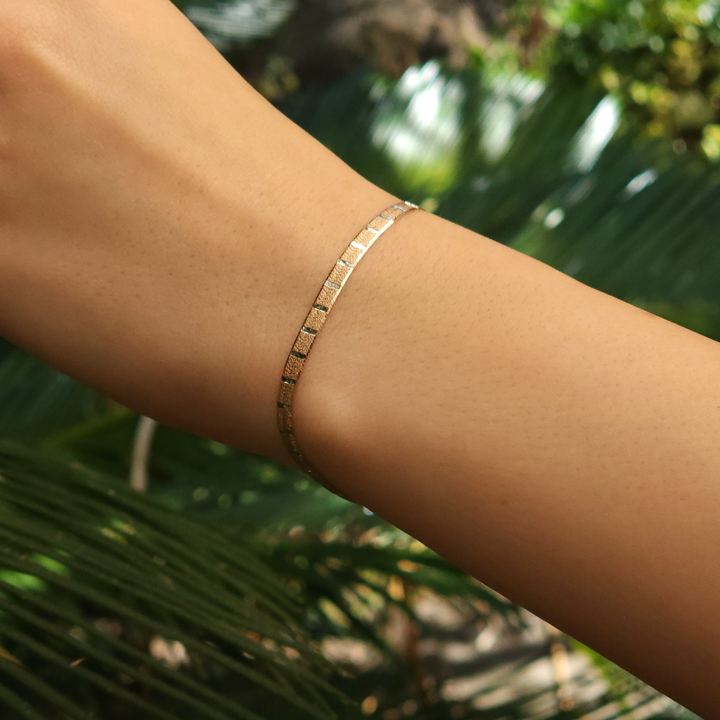 Herringbone Rose Gold Plated Silver Bracelet 3.4mm