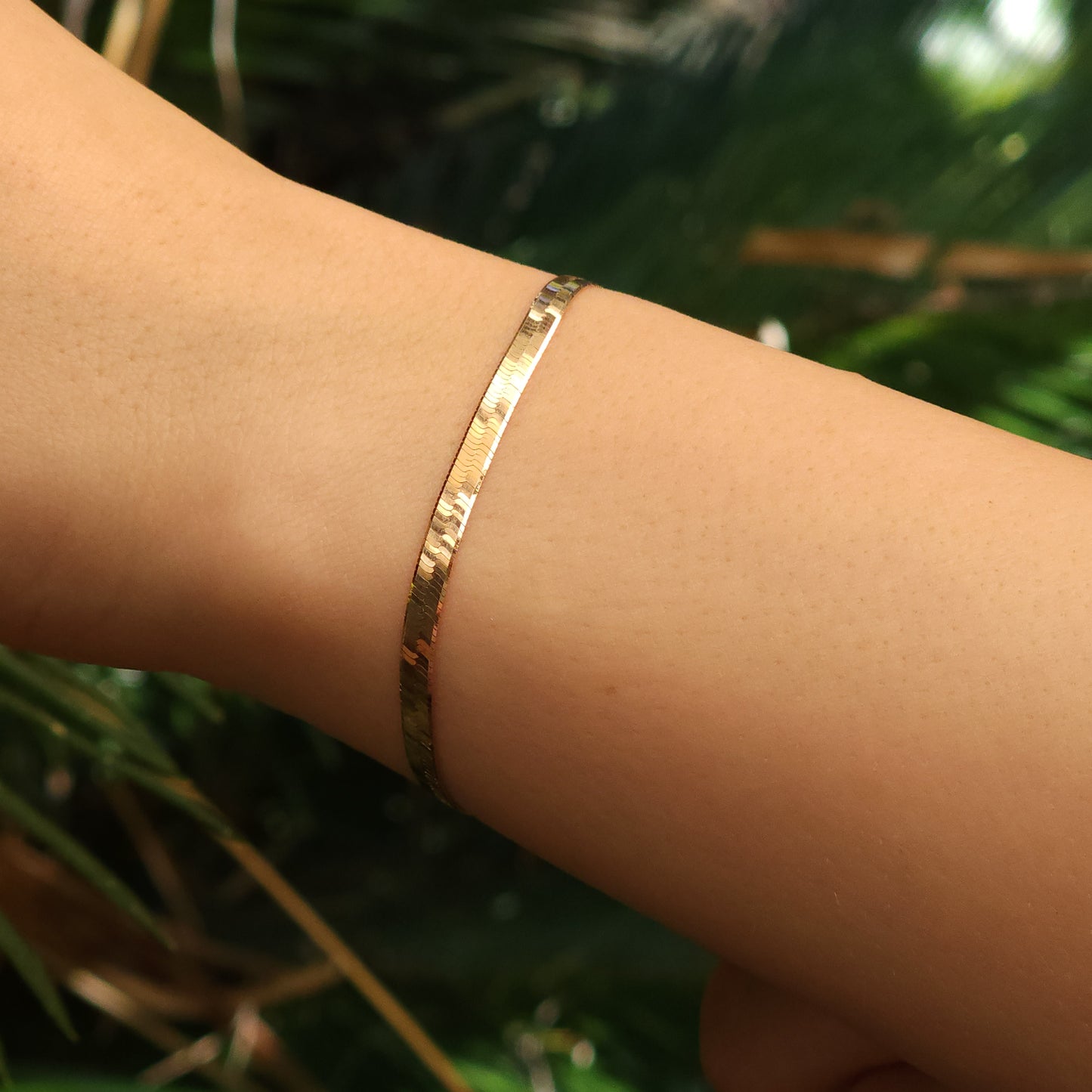 Herringbone Rose Gold Plated Silver Bracelet 3.4mm