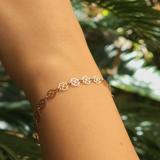 Rose Gold Clover Design Silver Bracelet