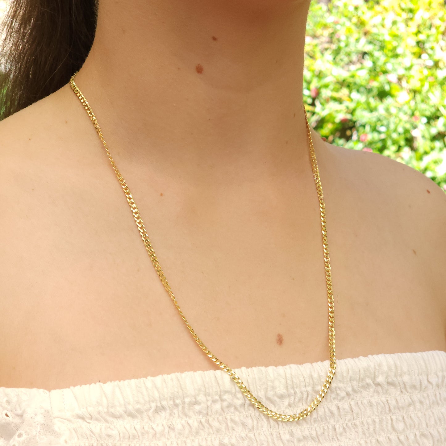 Curb silver chain 2.8mm link yellow gold plated