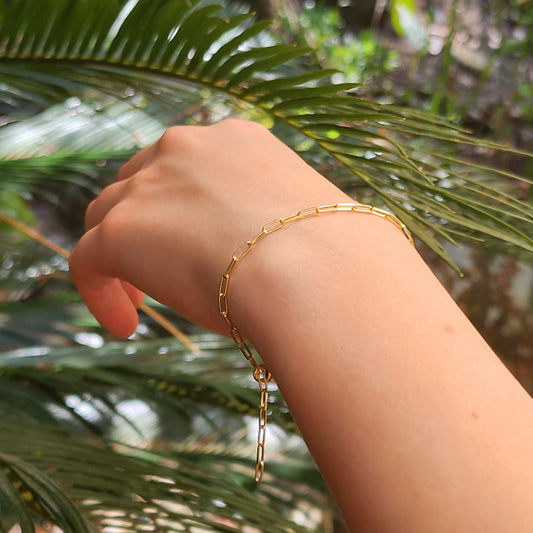 Gold Plated Paperclip Silver Bracelet