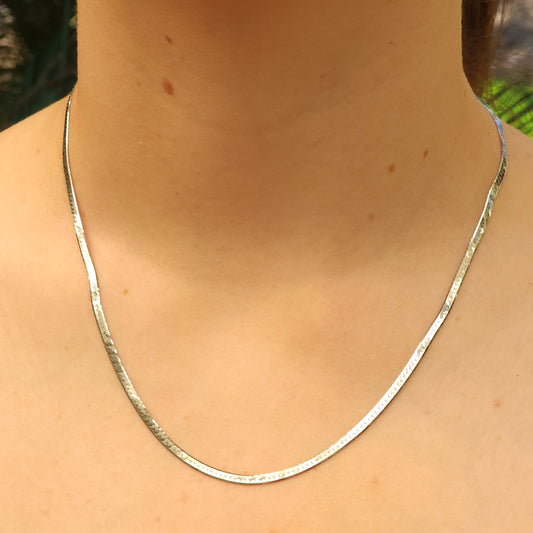Herringbone Rhodium Plated Silver Chain 2.7mm