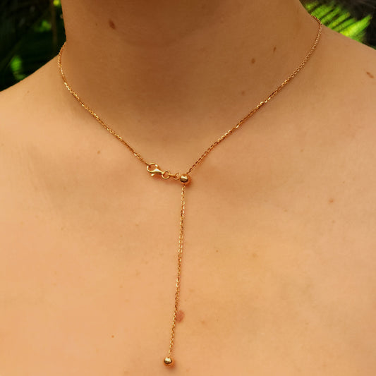 Sliding Bead Silver Chain, Rose Gold Plated