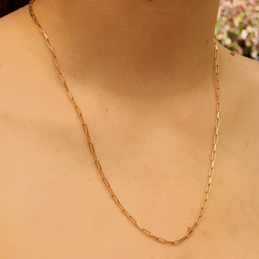 Rose Gold Plated Silver Paperclip Chain