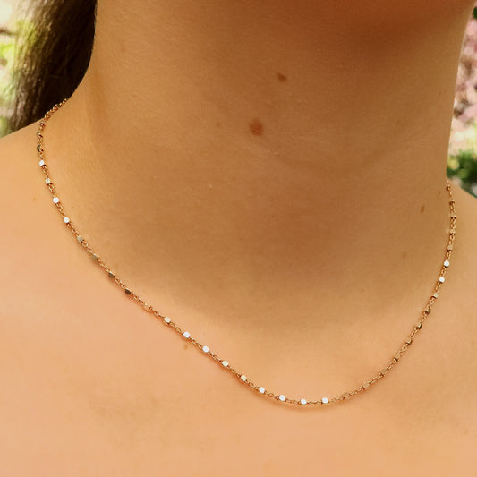 Rose Gold Chain with Cube Beads
