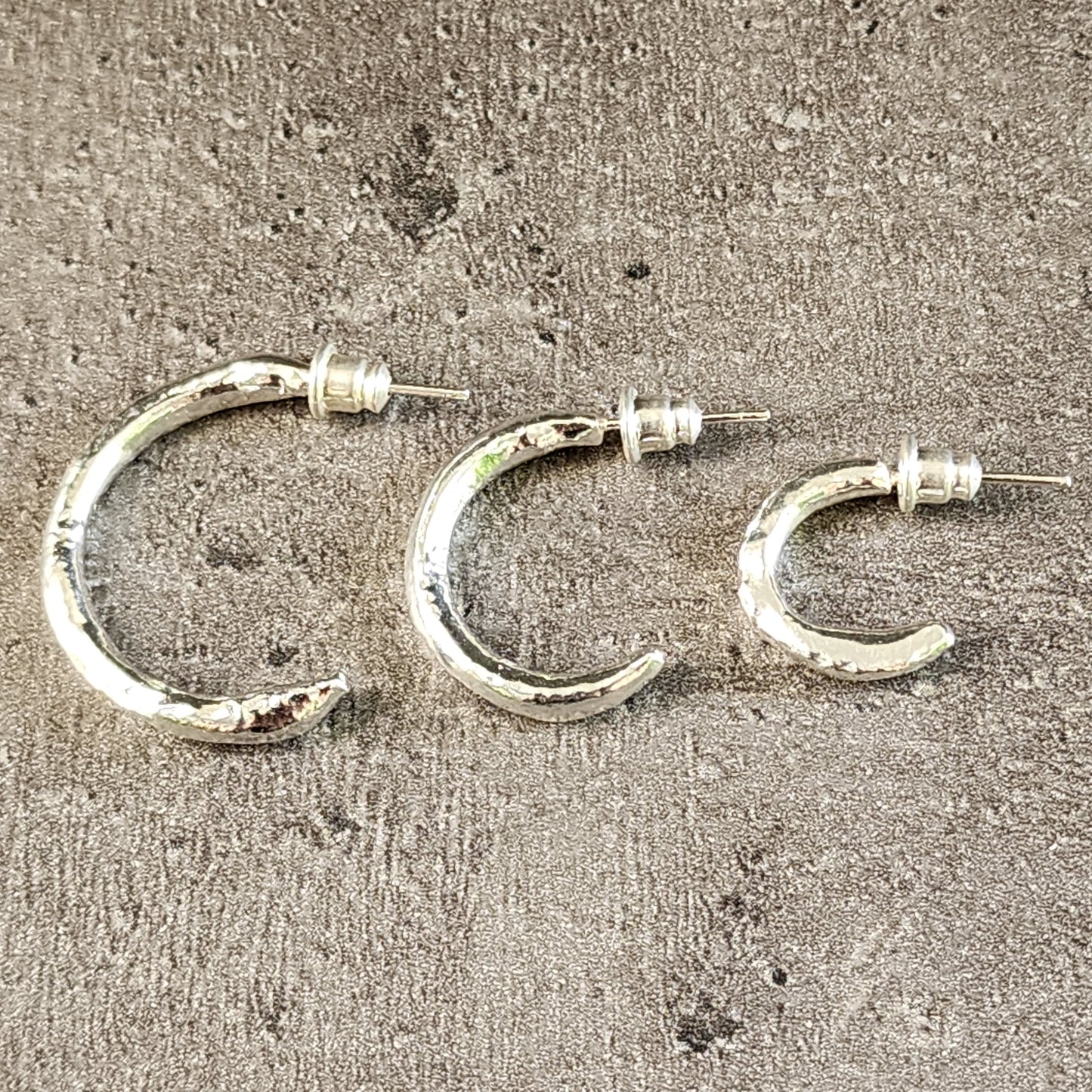 Crescent Fine Silver 999 Hoop Earrings Melted Jewellery