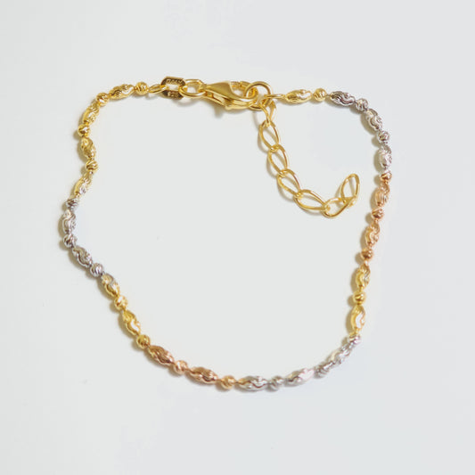 Multicolor Silver Two Beaded Bracelet