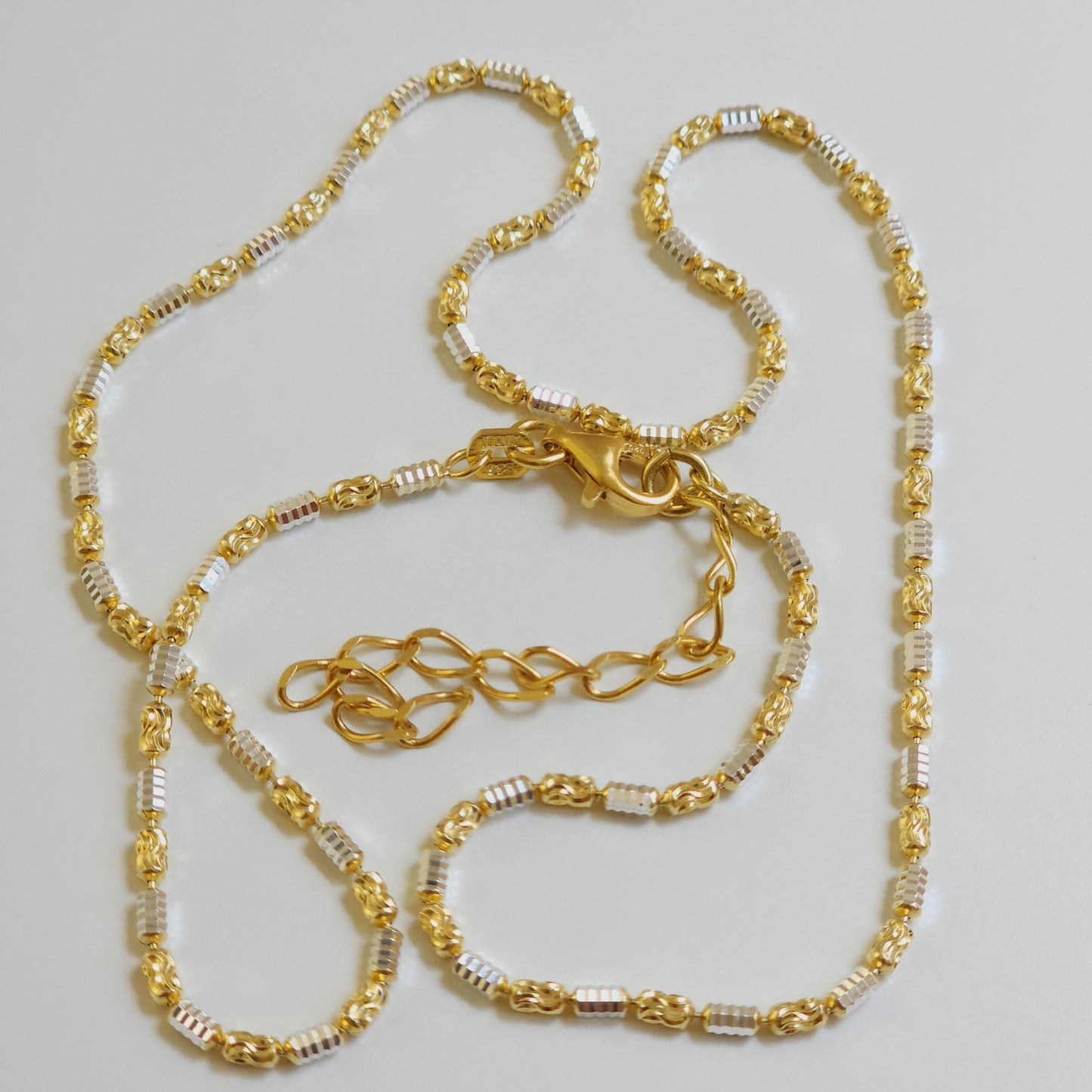 Yellow Gold & Rodium Beaded Silver Chain