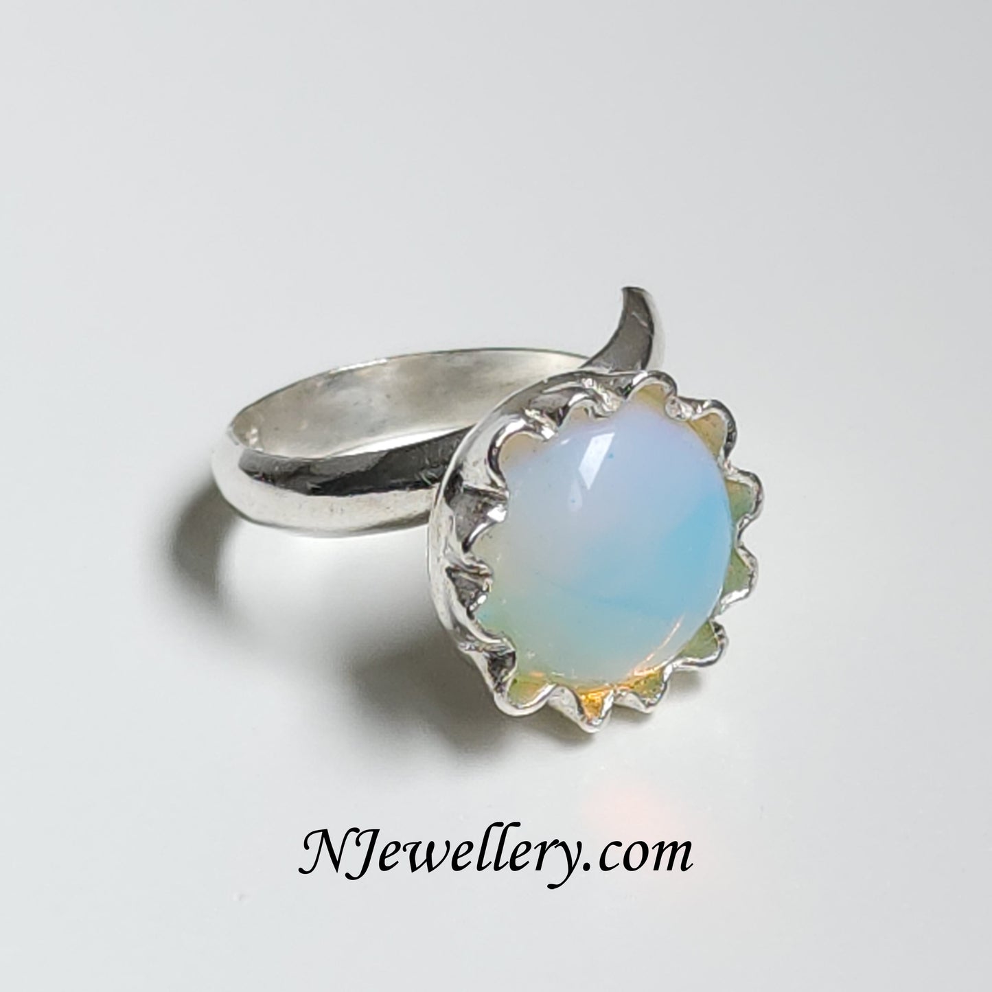 Opalite flower silver ring