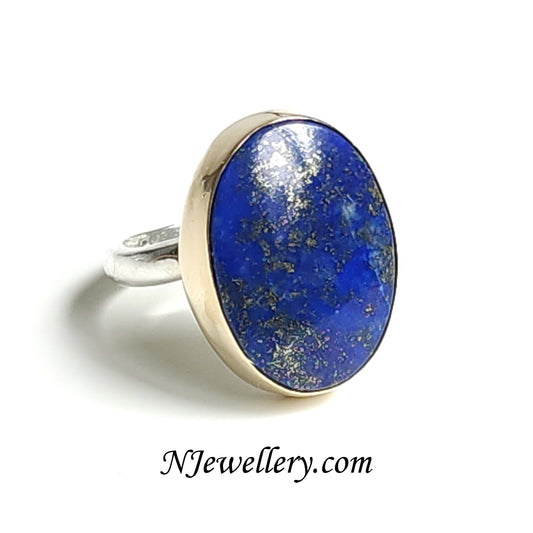Lapis Lazuli Silver and Gold Ring