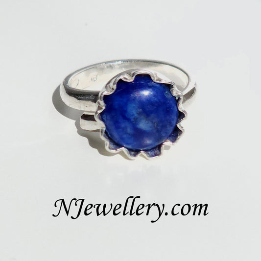Lapis lazuli flower silver ring