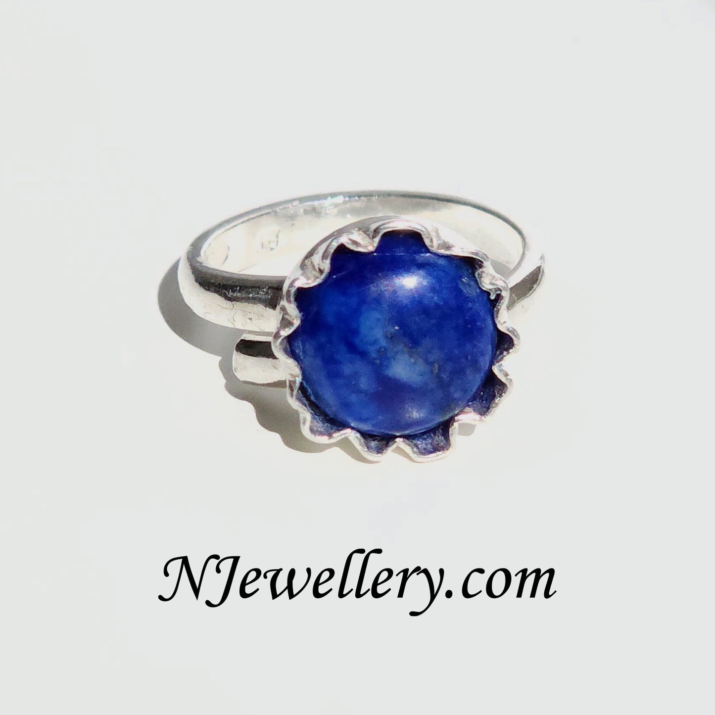 Lapis lazuli flower silver ring