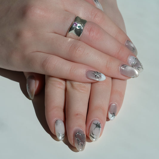 Melted Silver Ring with Solstice