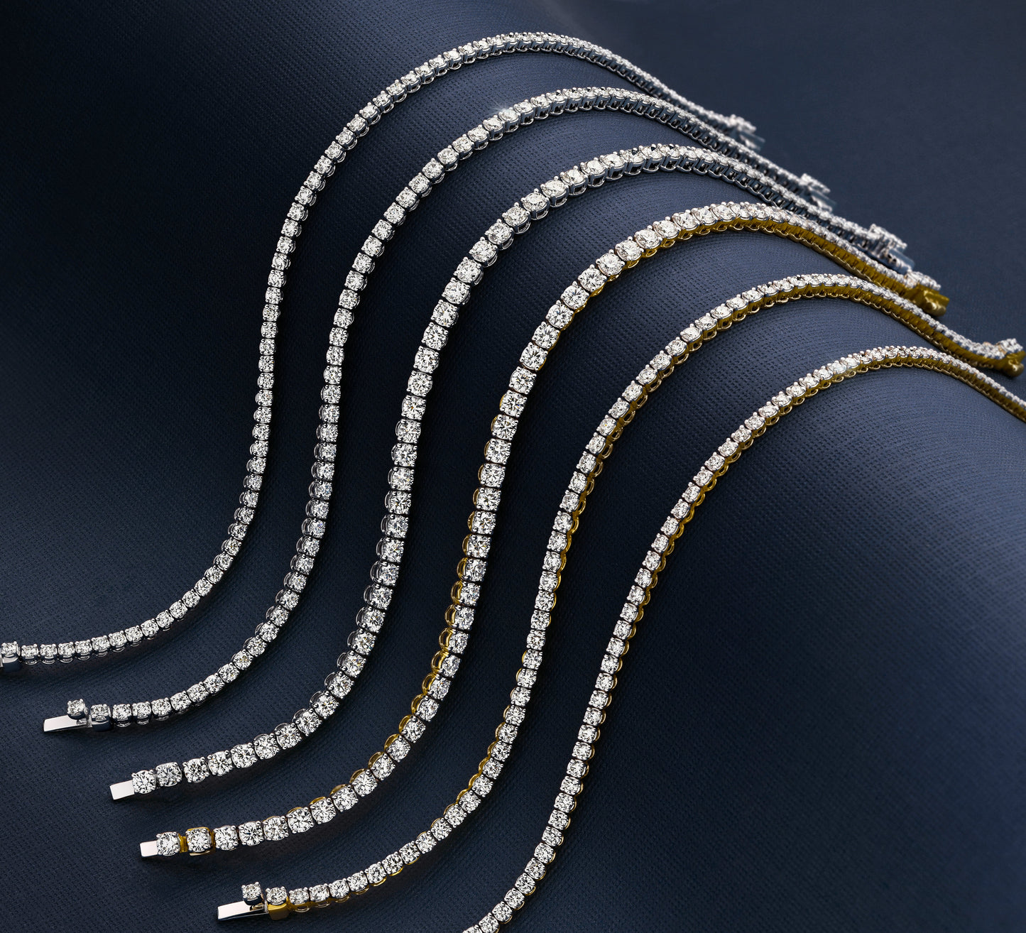 2ct Natural F VS Tennis Bracelet Solid 18ct White Gold — side view