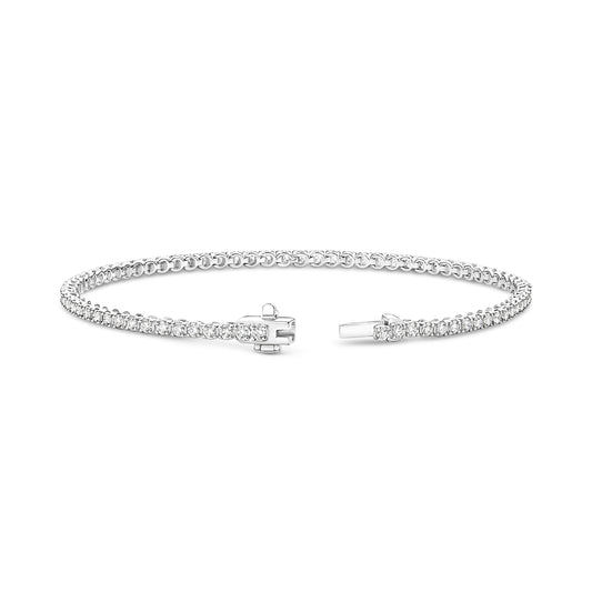 2ct Natural F VS Tennis Bracelet Solid 18ct White Gold — top view