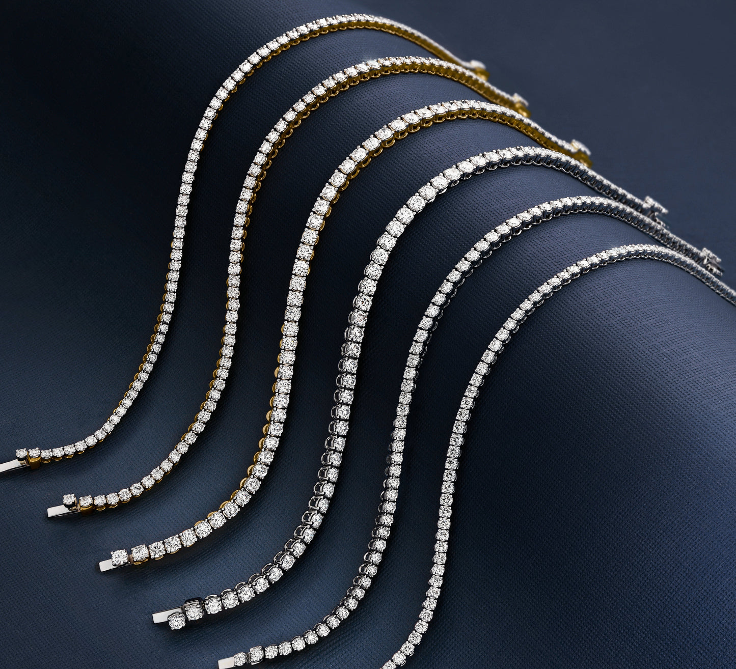 2ct Natural GH SI Tennis Bracelet Solid White Gold — side view