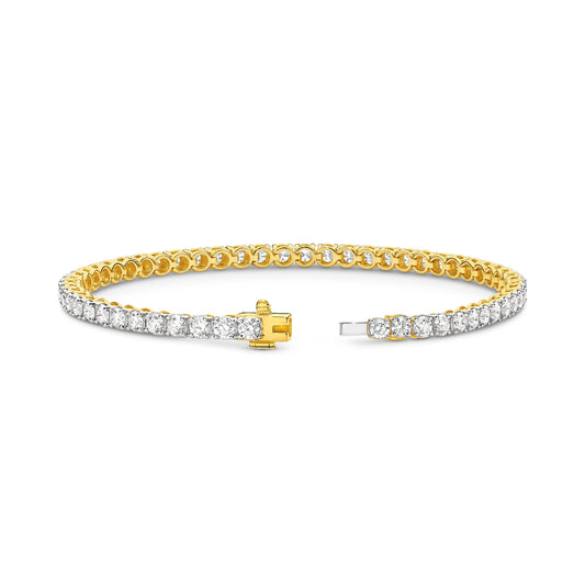 5ct Natural F VS Tennis Bracelet Solid 18ct Yellow Gold — top view