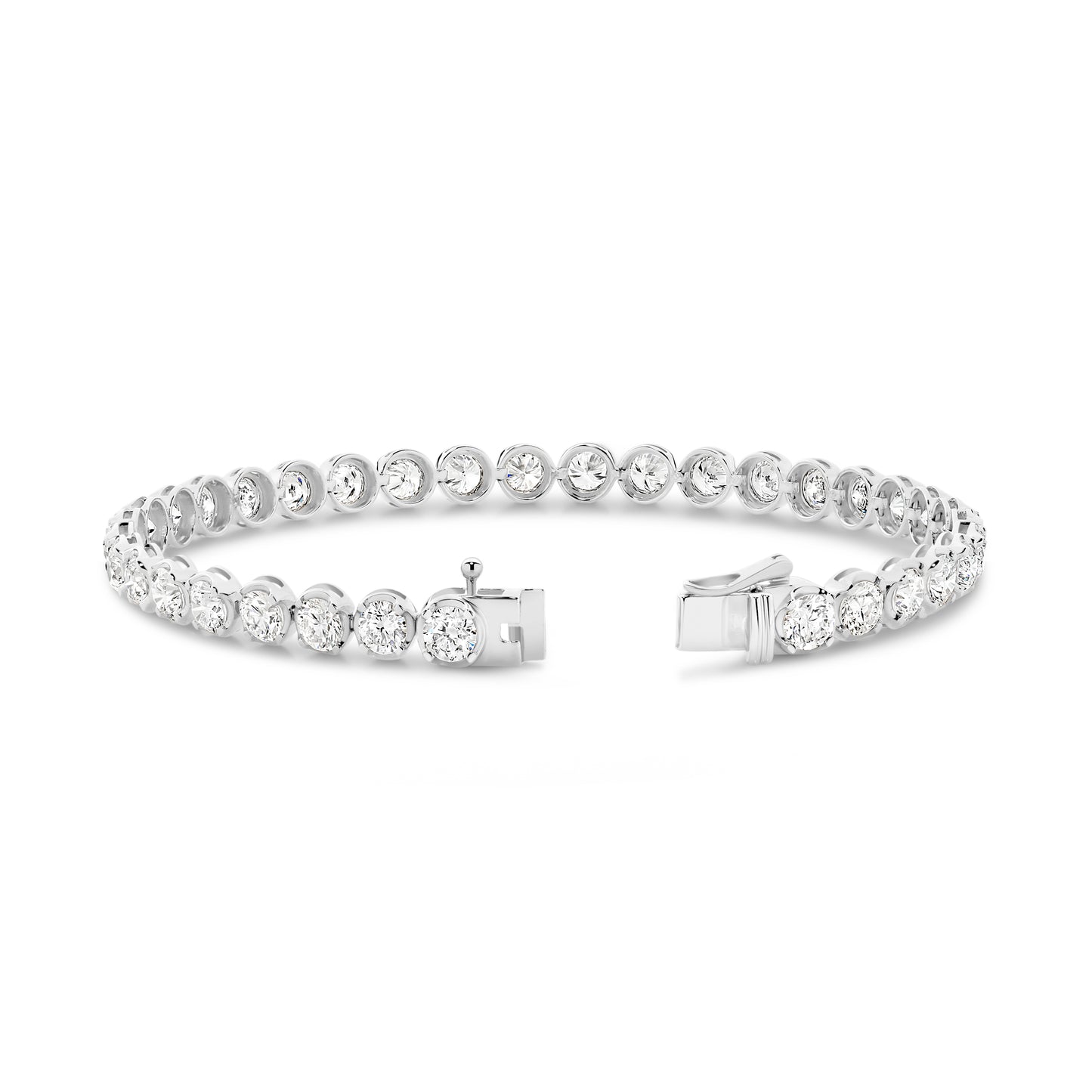 6.5ct Classic Round Tennis Bracelet Solid White Gold Lab Grown Diamonds — top view