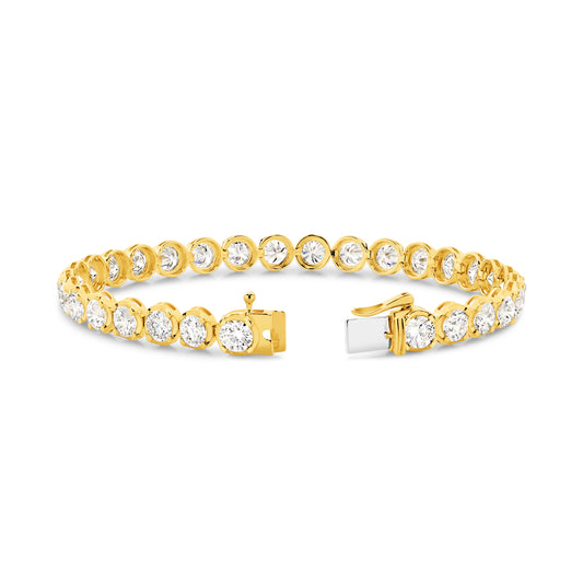 9.2ct Classic Round Tennis Bracelet Solid Yellow Gold Lab Grown Diamonds — top view