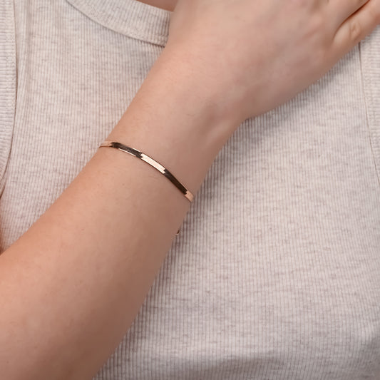 Herringbone Rose Gold Plated Silver Bracelet 3.4mm