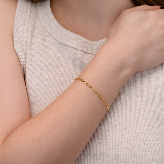 Gold Plated Paperclip Silver Bracelet