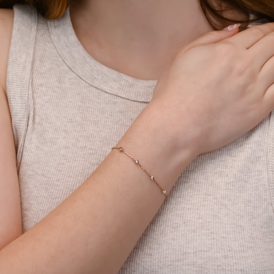 Rose Gold Beaded Silver Bracelet