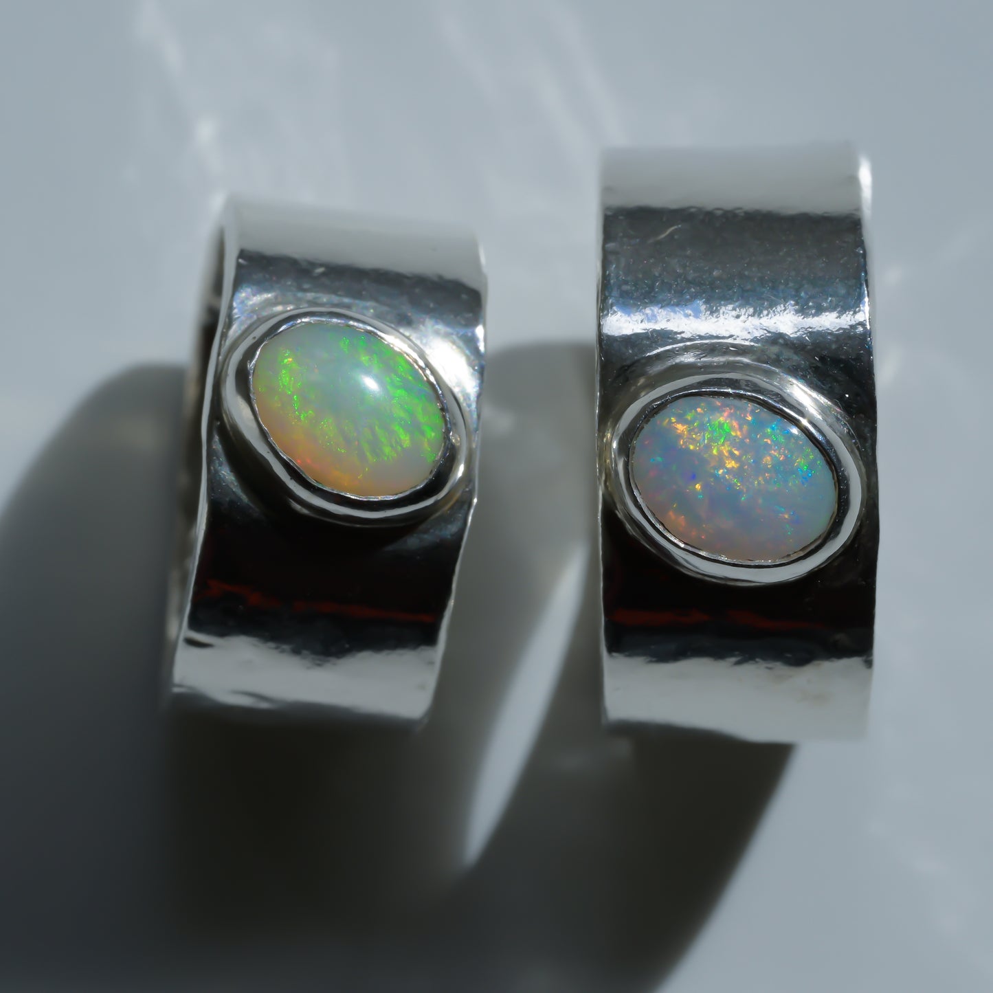 Reverse side of Australian Coober Pedy Opal Melted Silver Ring