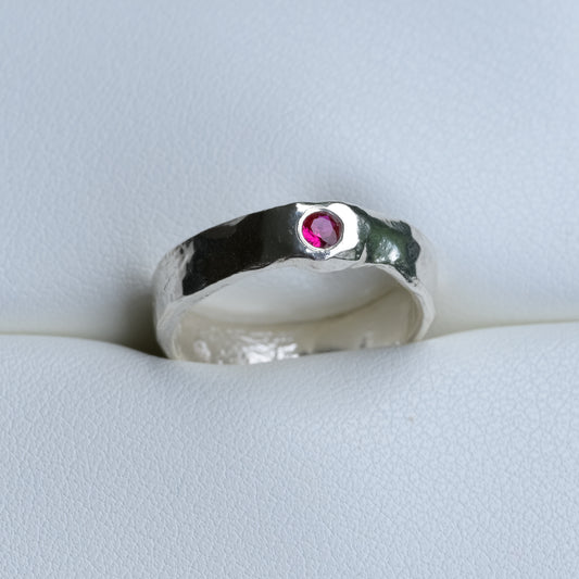 Side view of Ruby Whisper Ring - Fine Silver