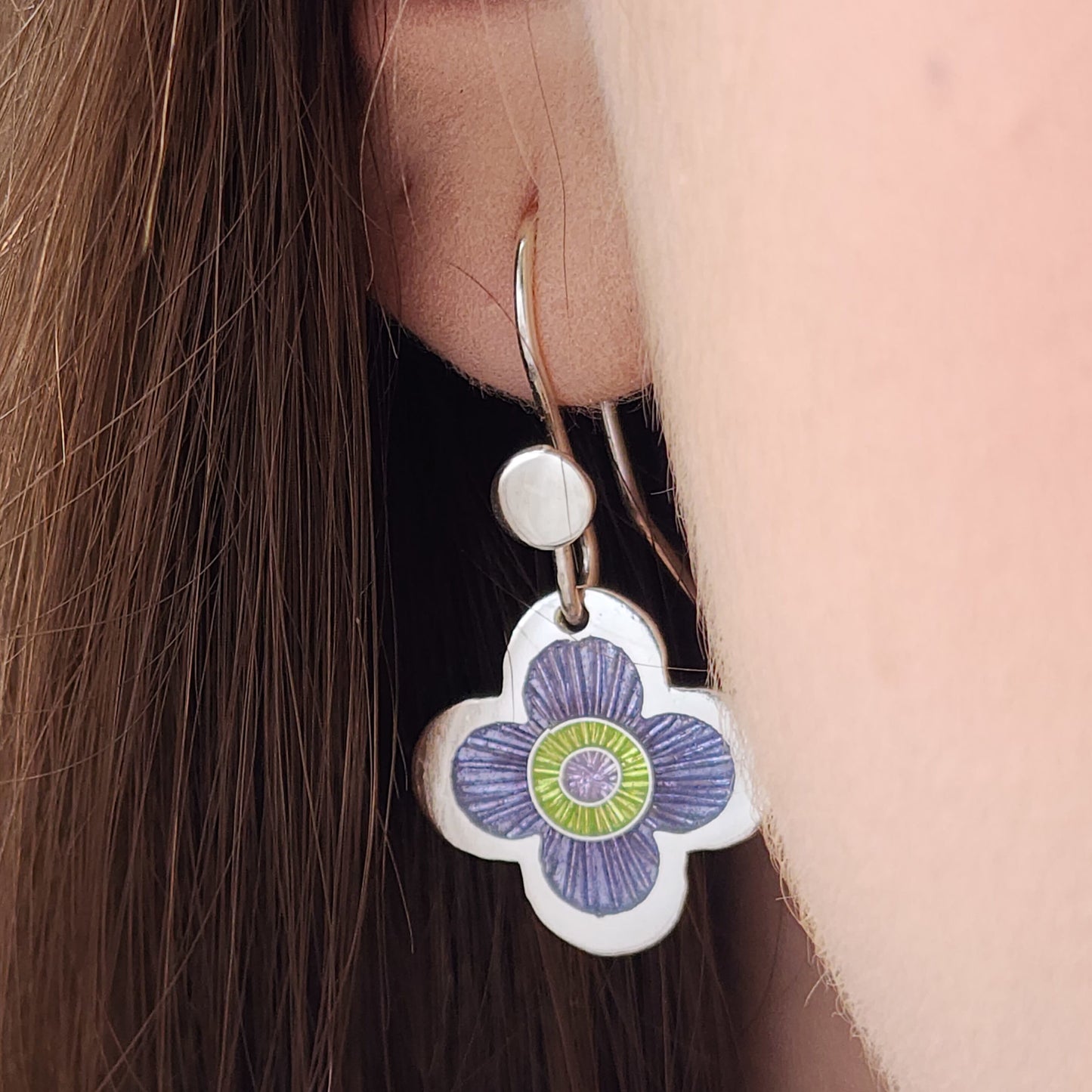 Lilac Flower Silver Earrings