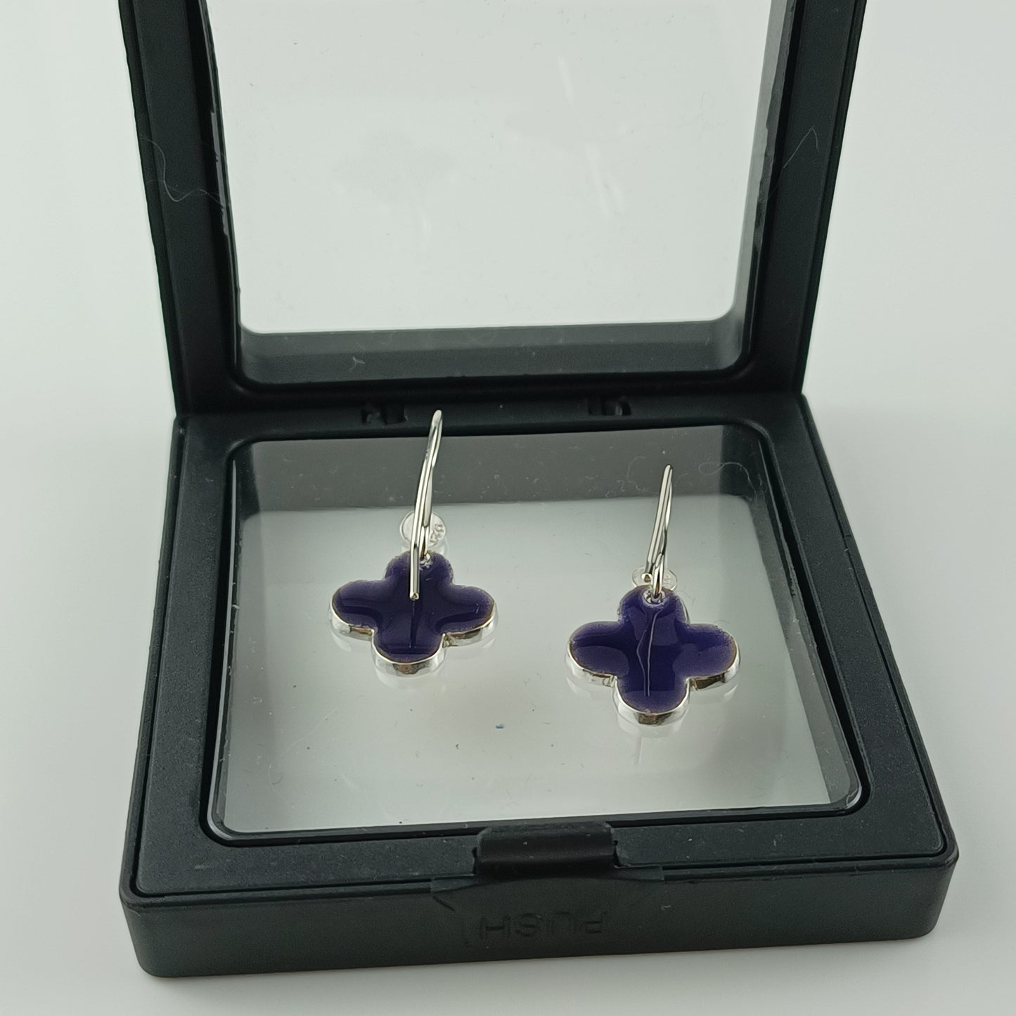 Enamel Silver Earrings Cherry Blossom