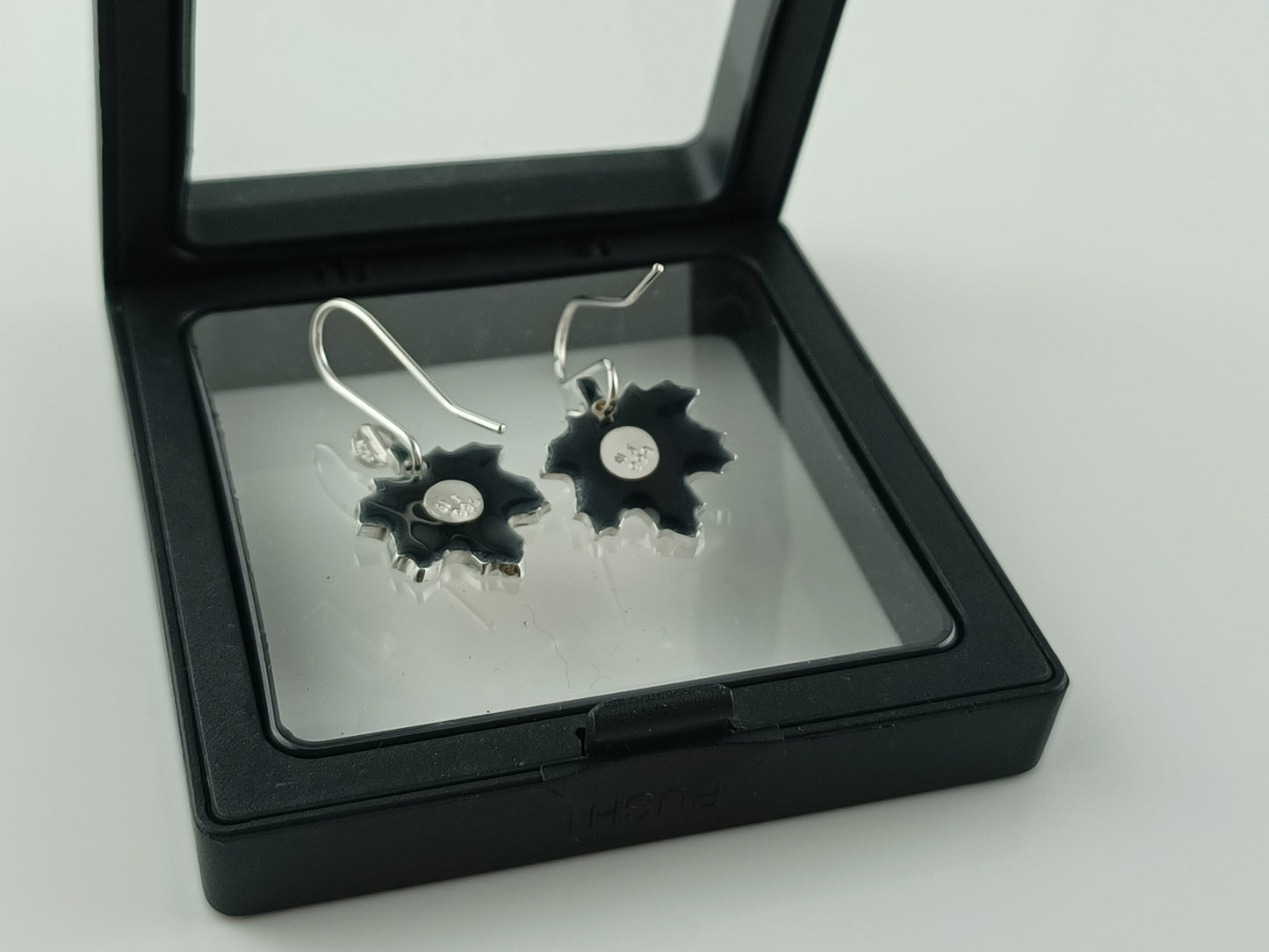 Red & Yellow Maple Leaf Champleve Enamel Earrings