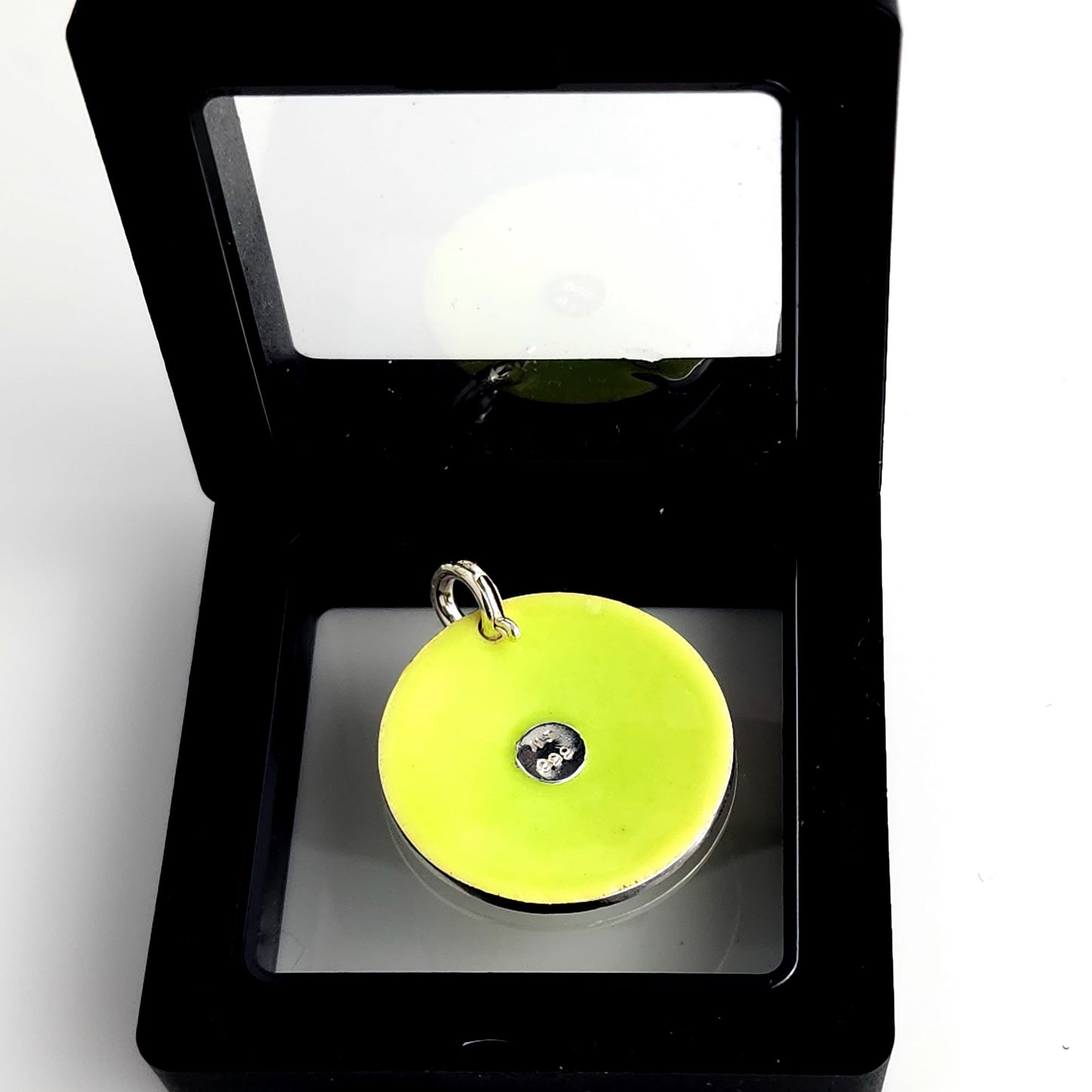 Green Maple Leaf Champleve Enamel Silver Pendant