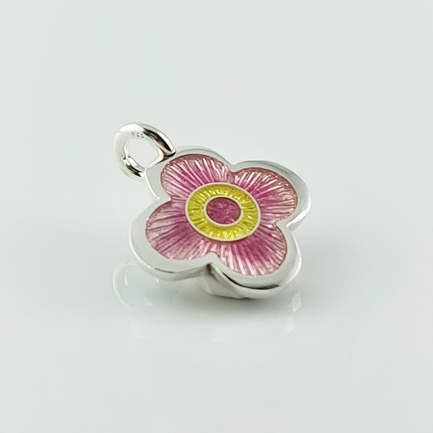 Champleve Enamel Silver Pendant Cherry Blossom