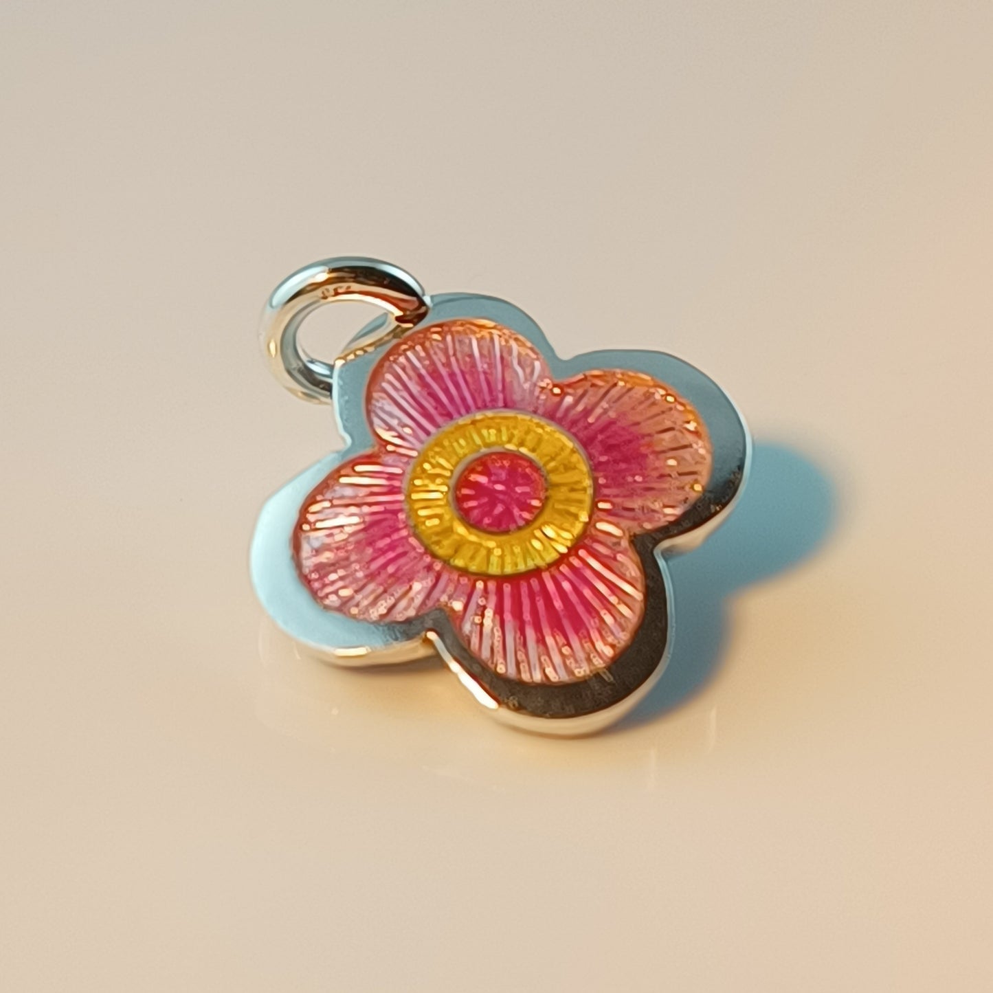 Champleve Enamel Silver Pendant Cherry Blossom