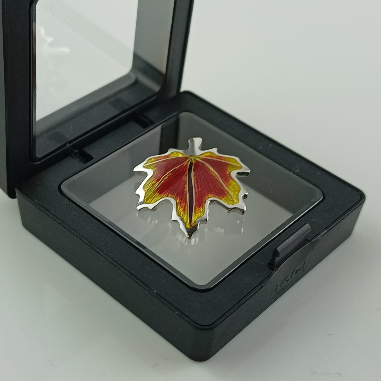 Maple Leaf Champleve & Cloisonne Silver Pendant
