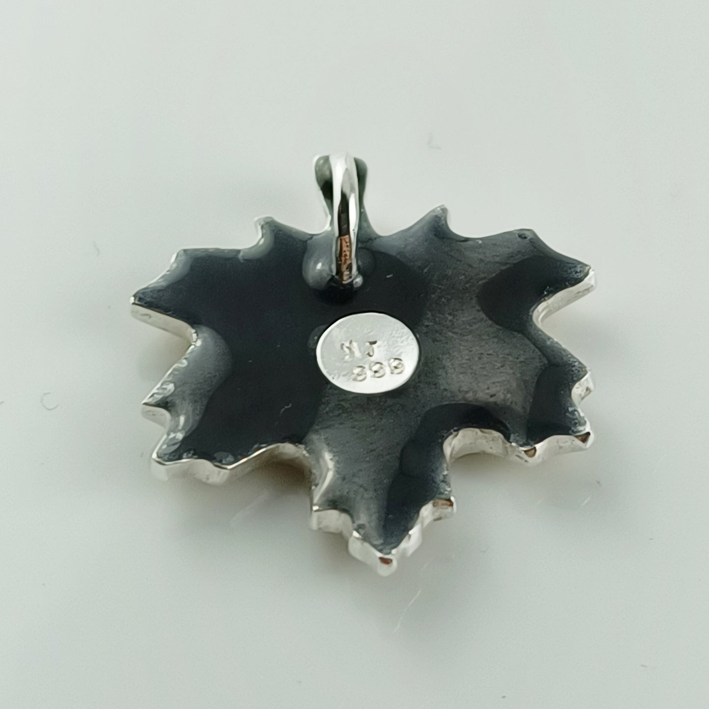 Maple Leaf Champleve & Cloisonne Silver Pendant