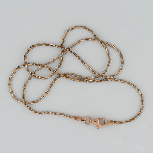 Twisted Rope Rose Gold & Rhodium Plated Chain