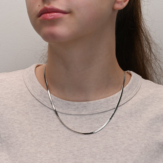 Herringbone Rhodium Plated Silver Chain 2.7mm