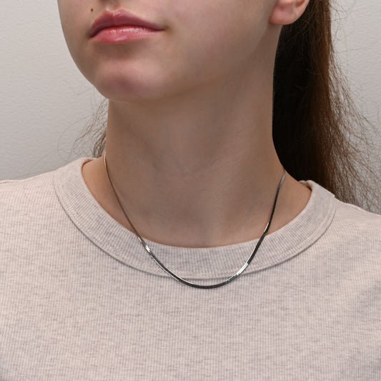 Herringbone Rhodium Plated Silver Chain 2mm